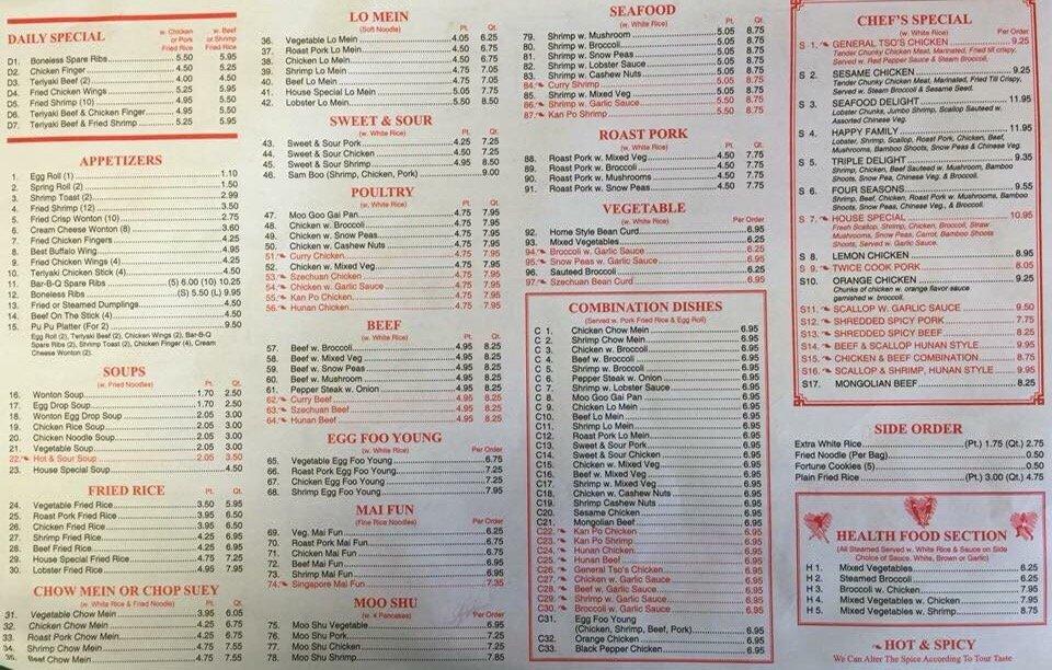 Menu at Dragon Garden Restaurant, Enterprise