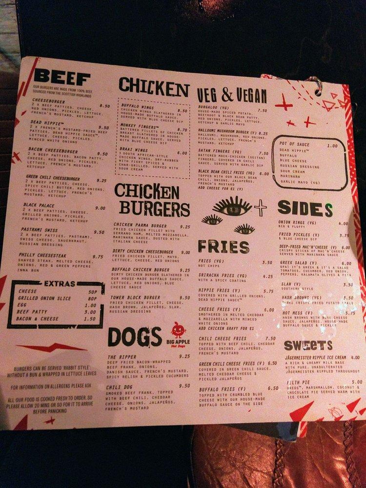 Menu at MEATliquor Restaurant Queensway, London, 17a Queensway