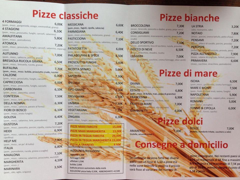 Menu di Pizza all'Angolo 