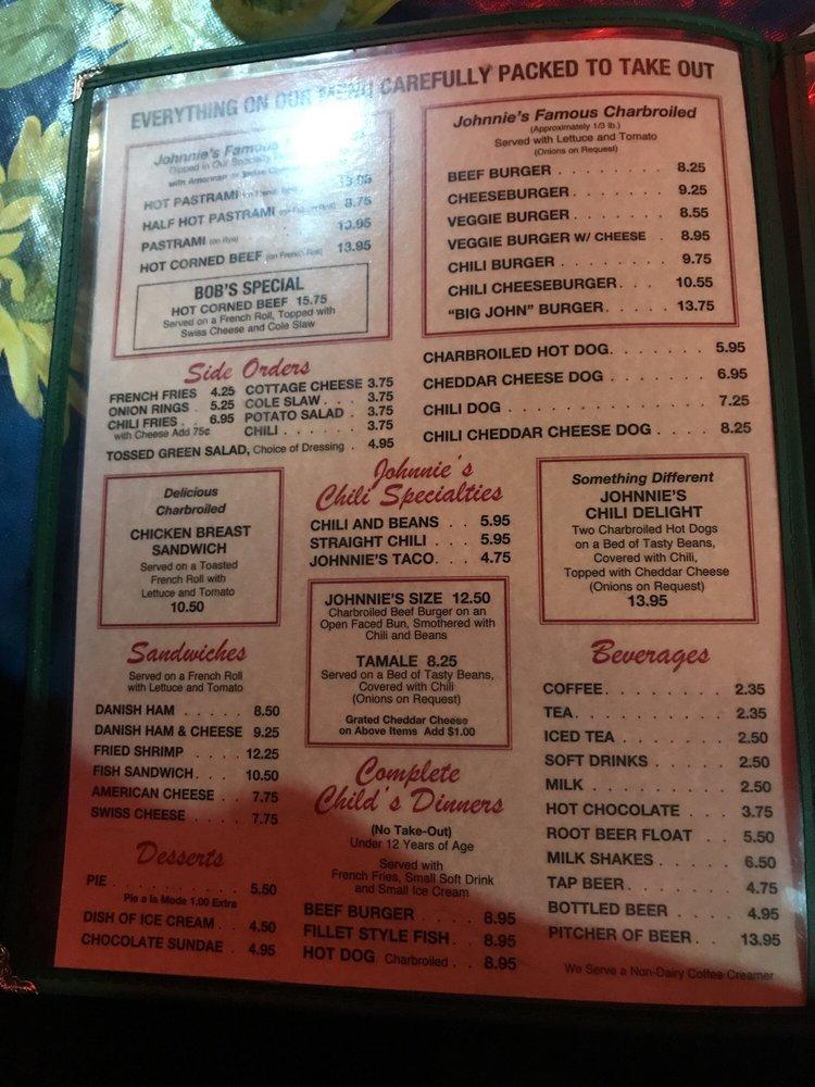 Menu at Johnnie's Pastrami restaurant, Culver City
