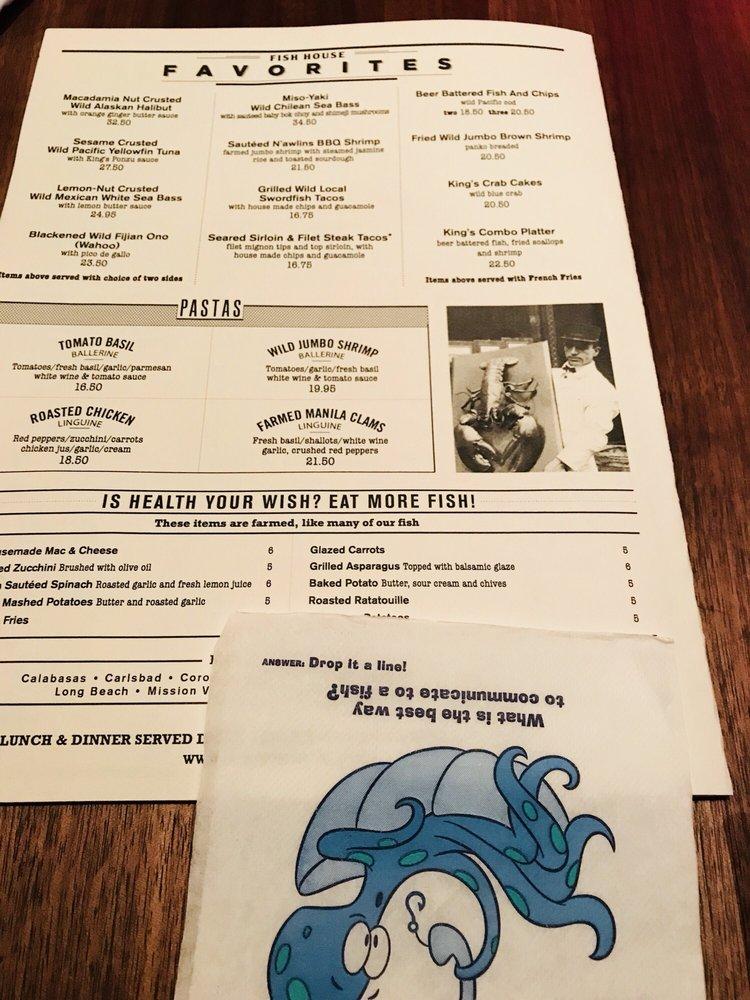 Menu at King's Fish House restaurant, Henderson, Village Walk Dr 139