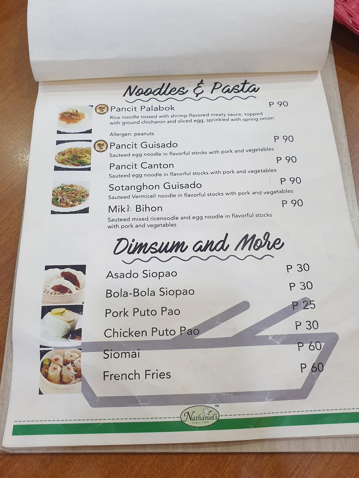 Menu at Nathaniel's desserts, Quezon City, Unit 34 ITC