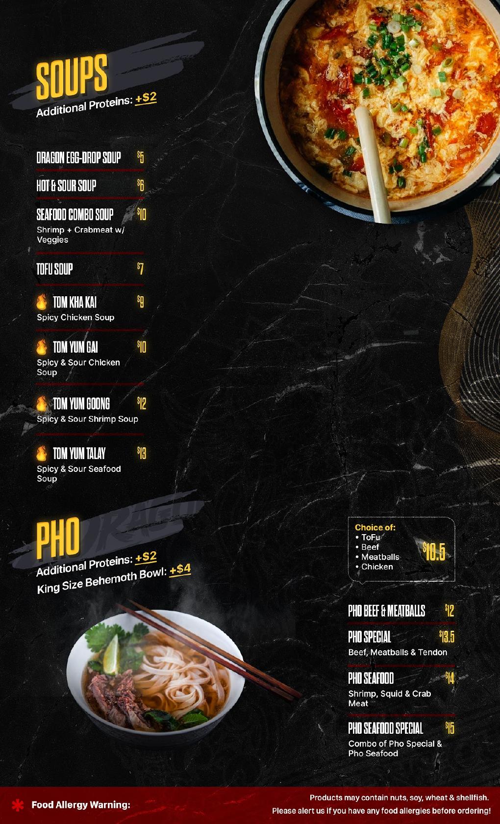 Menu at 2 Dragons Cuisine restaurant, Holland