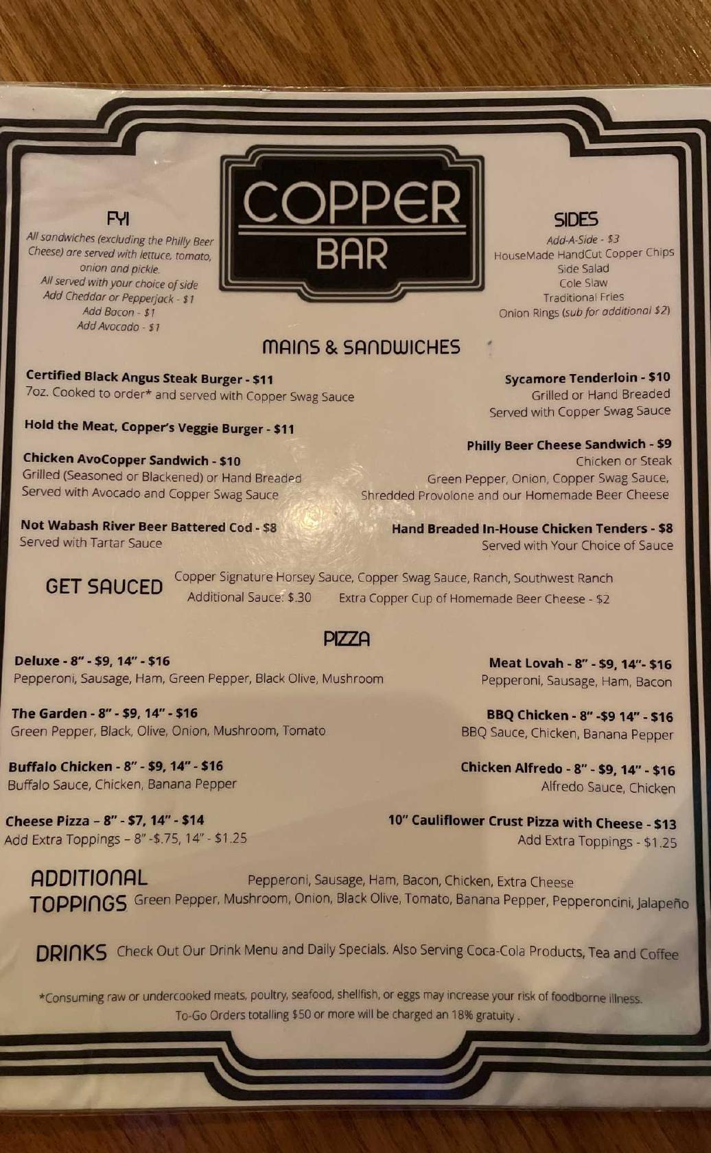 Copper Fells Bar And Restaurant Menu At Rickey Park Blog