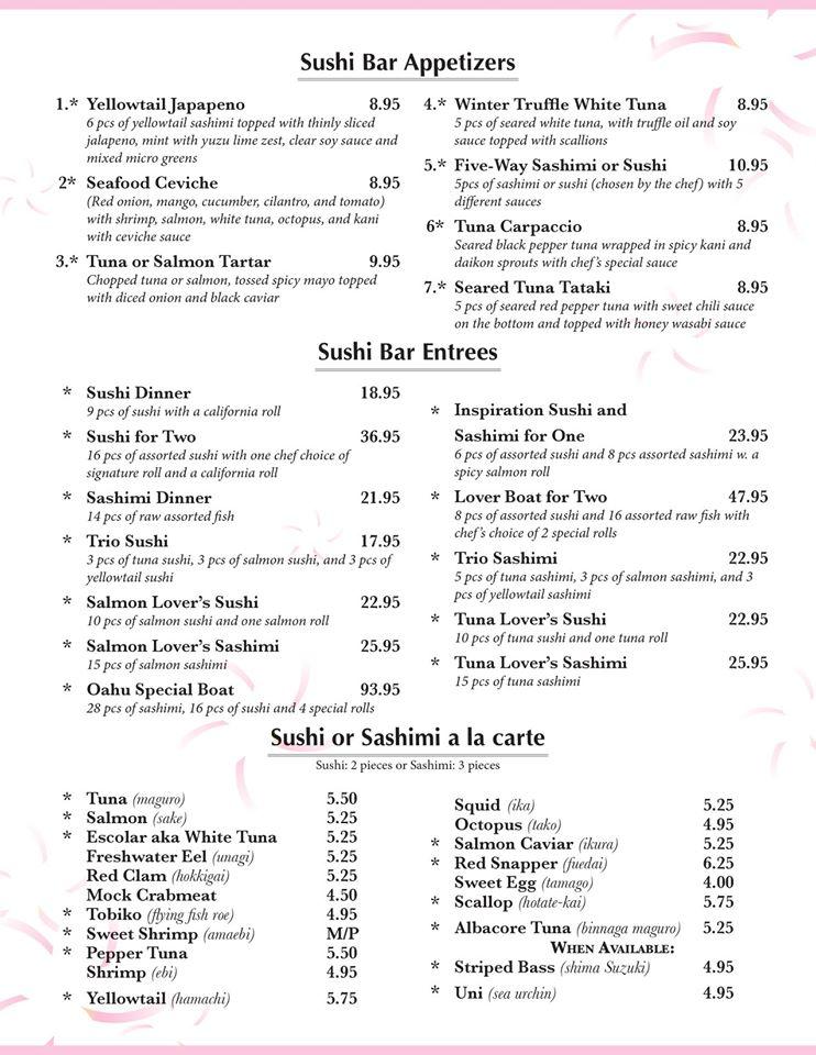 Menu at Oahu Hawaiian BBQ Sushi Bar & Thai Cuisine, Bismarck