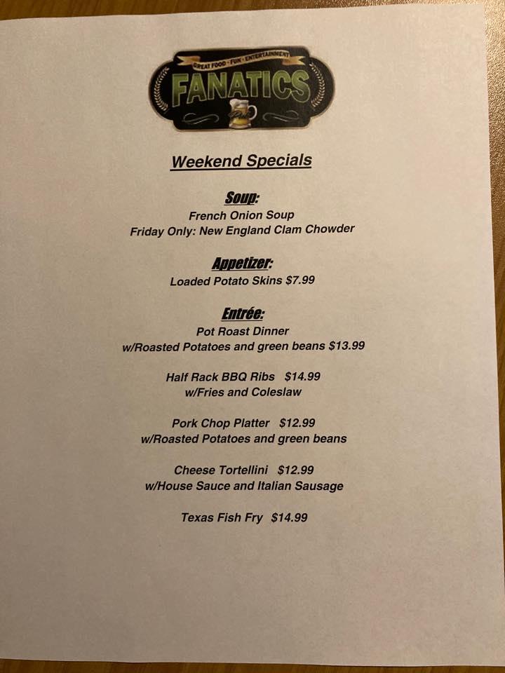 Menu at Fanatics Pub, Lima