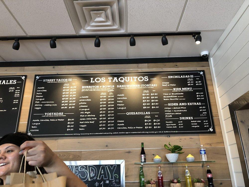 Menu at Los Taquitos restaurant, Chandler