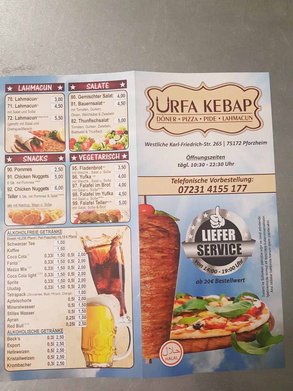 Speisekarte von Urfa Kebap Döner Pizzaa Pforzheim