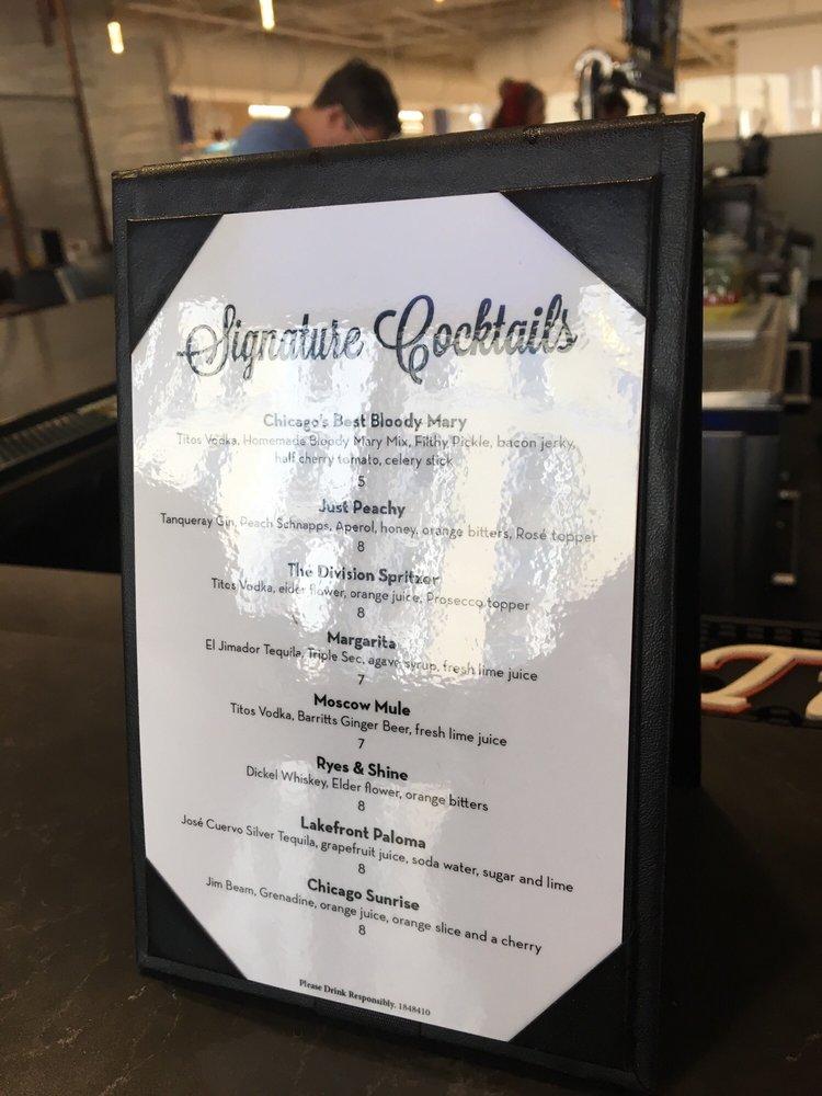 Menu at Division on the Rocks restaurant, Chicago