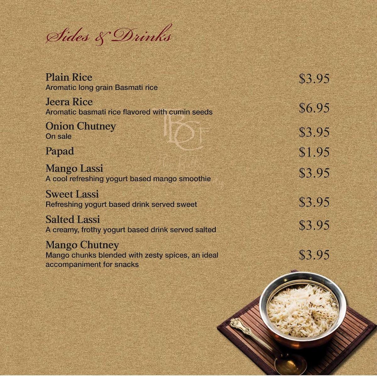 Menu at The Butter Chicken Factory restaurant, Westfield