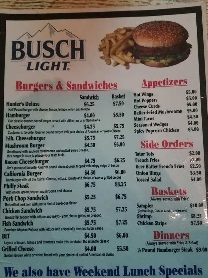 Menu at Hunter's Last Chance Bar & Grill, West Salem