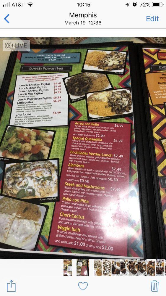 Menu at El Gallo Giro restaurant, Memphis, Lamar Ave