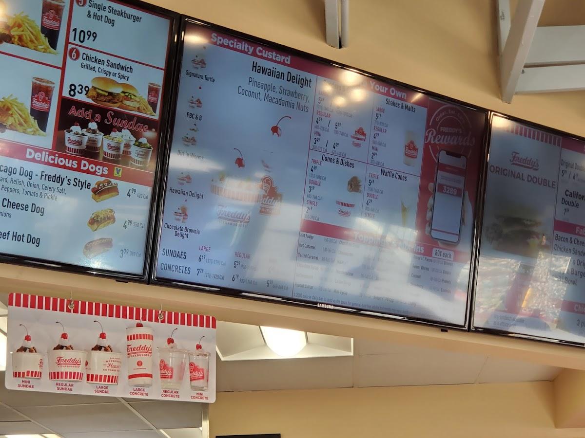 Menu at Freddy's Frozen Custard & Steakburgers fast food, Colorado