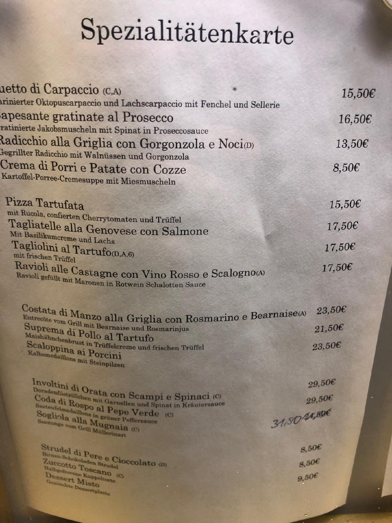 Speisekarte Von Ristorante Al Pacino Pizza M Nchen Leopoldstra E