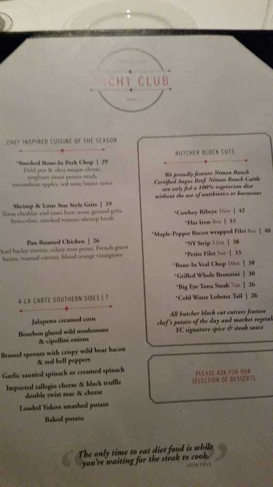 horseshoe bay resort yacht club menu