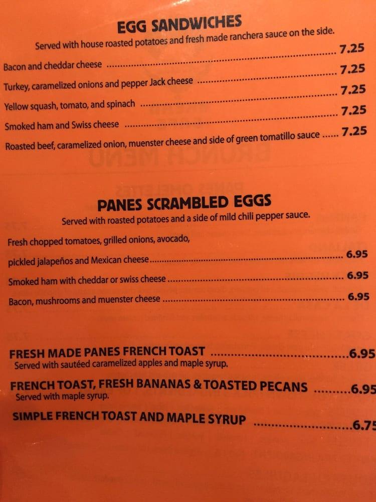 Menu at Panes Bread Cafe, Chicago