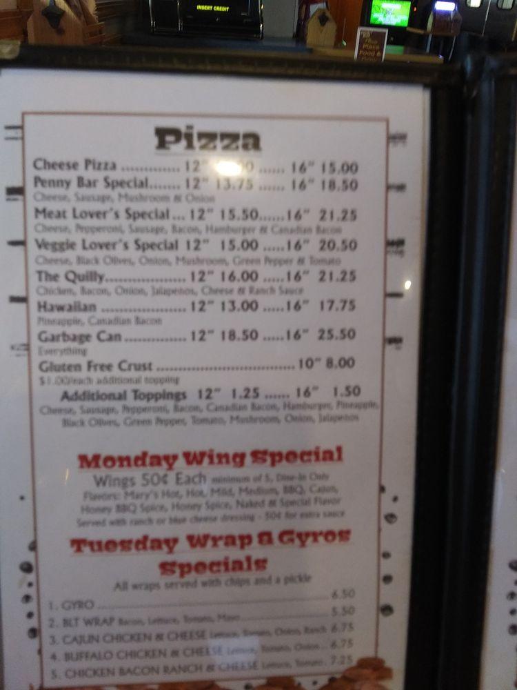 Menu at Penny Bar, Wind Lake
