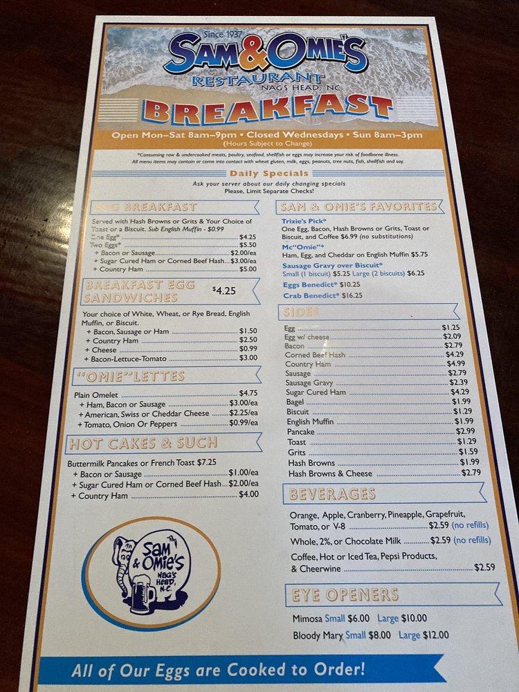 Menu At Sam Omie s Restaurant Nags Head Menu at sam omie s restaurant nags head