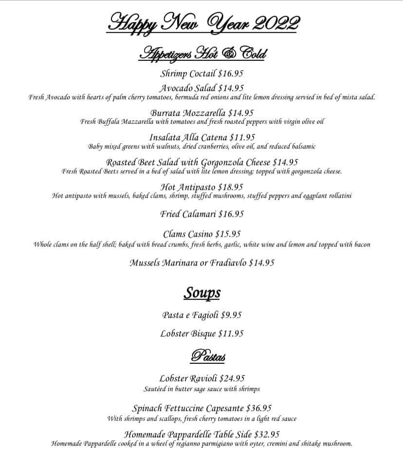 Menu at La Catena restaurant, Ardsley