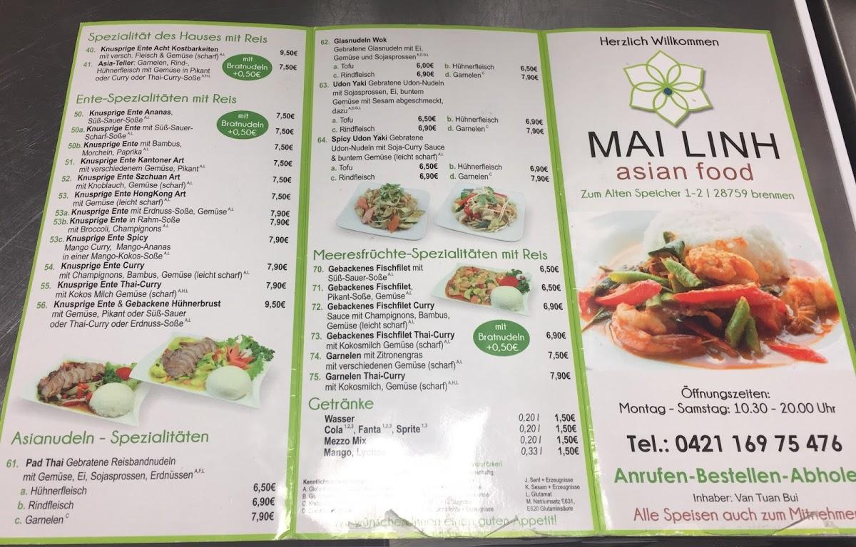 Speisekarte von Mai Linh asia food restaurant, Bremen
