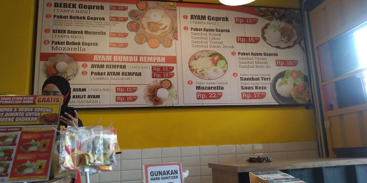 Menu at Ayam Geprek Pangeran Bogor - Sumeru restaurant, Bogor
