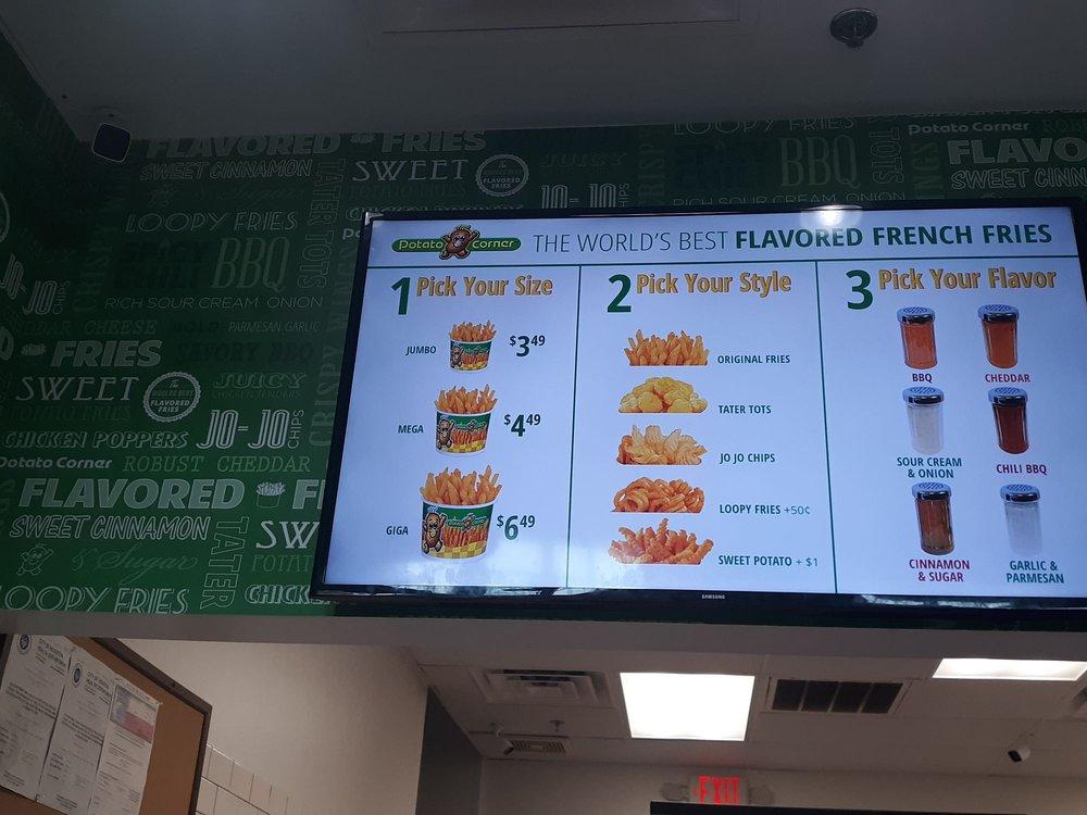 Carta de comida rápida Potato Corner, Houston, 303 Memorial City Way