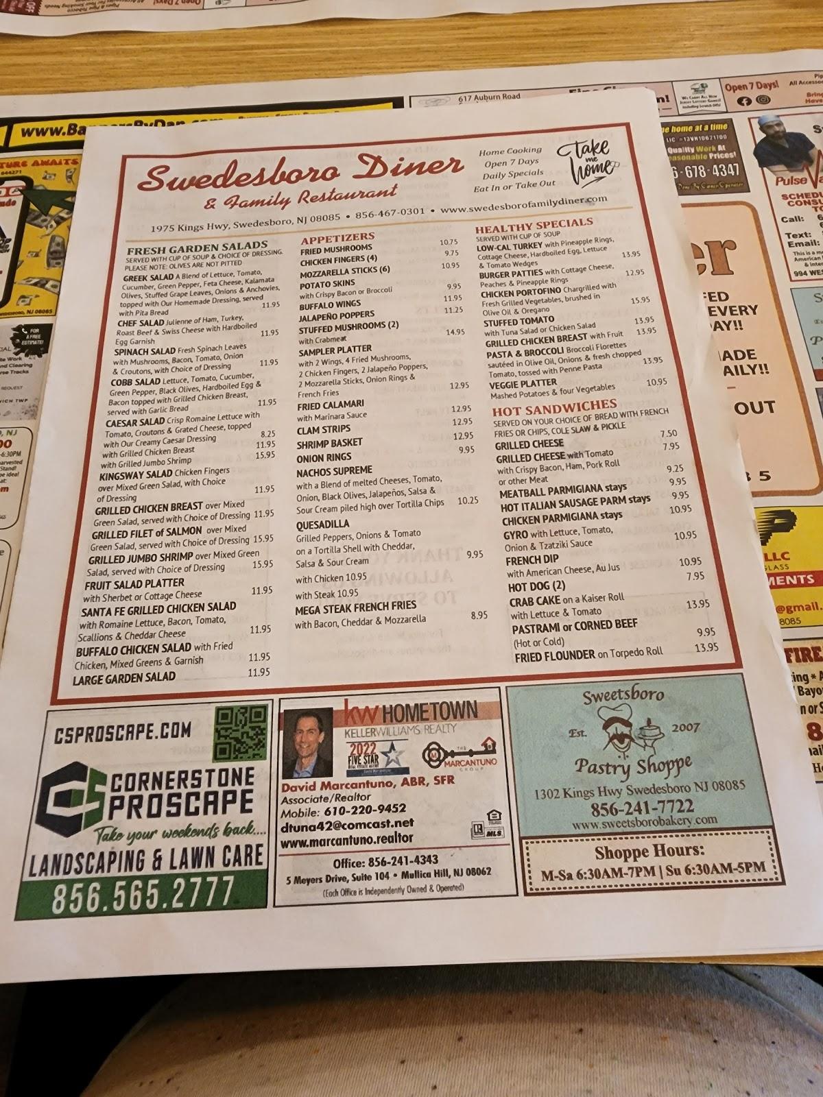 Menu at Swedesboro Diner restaurant, Swedesboro