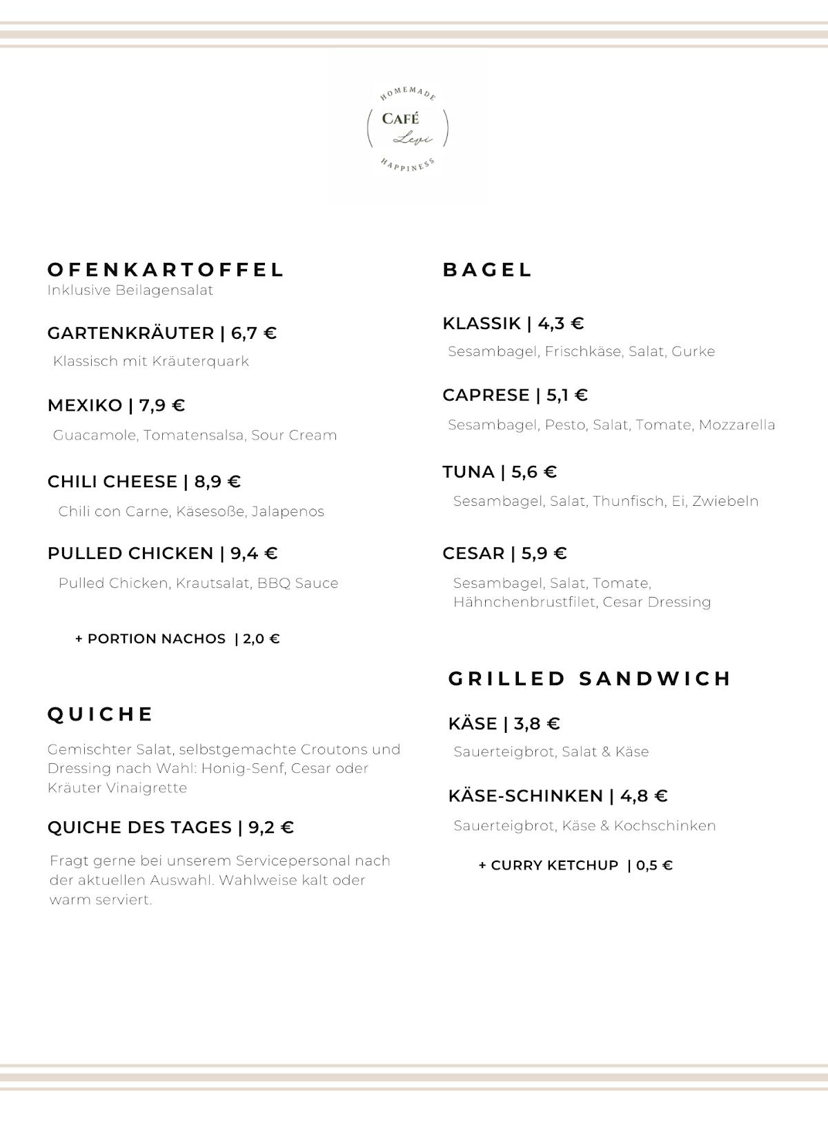Speisekarte von Café Levi cafe, Bad Bentheim