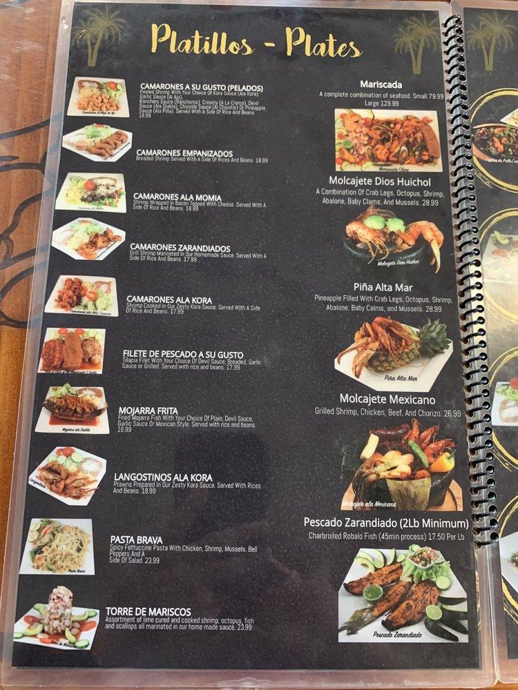 Carta del restaurante Hacienda Altamar, Corning