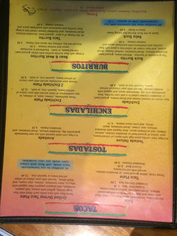 Menu at El Camino Mexican Restaurant, Abbeville, Veterans Memorial Dr