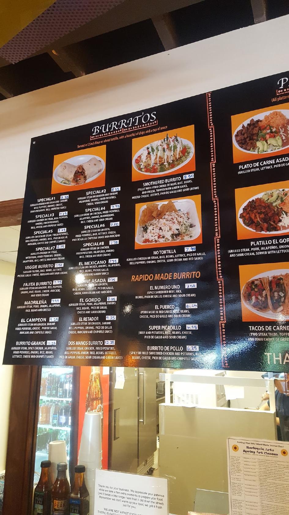 Menu at Champion Burritos To Go restaurant, North Kansas City, Swift St