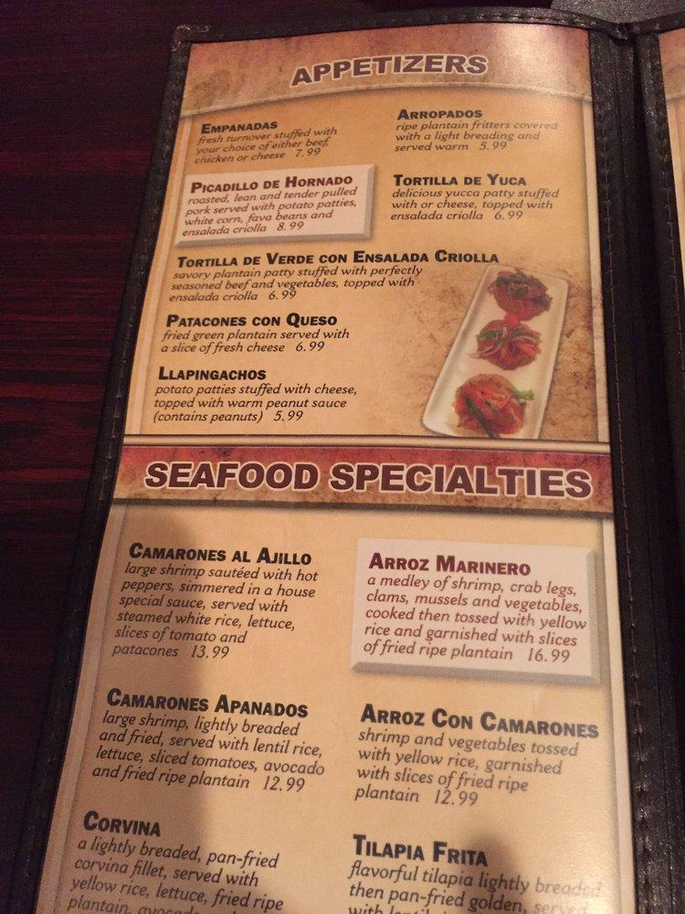 Menu at Mi Patria Ecuadorian Restaurant, West Des Moines