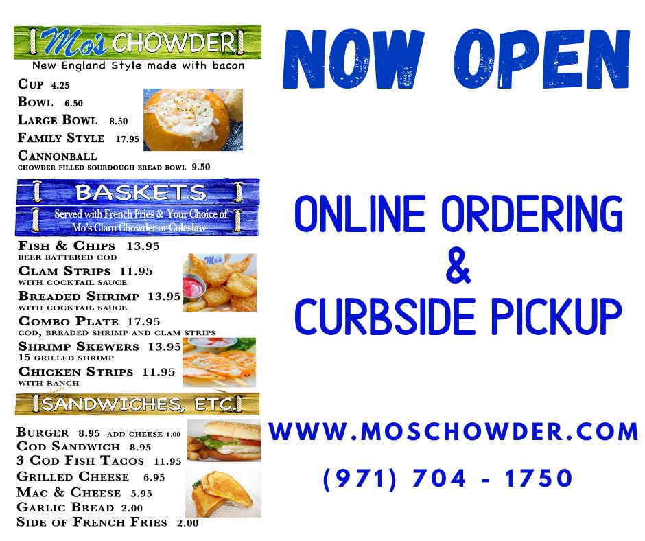 Menu at Mo's Restaurant, Astoria