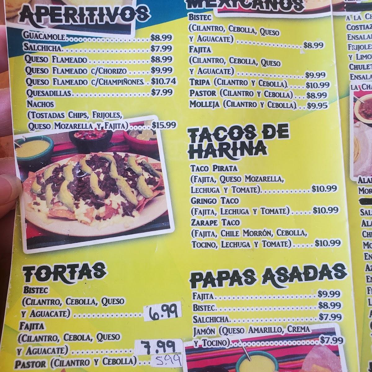 Menu at Leños y Brasas restaurant, Harlingen