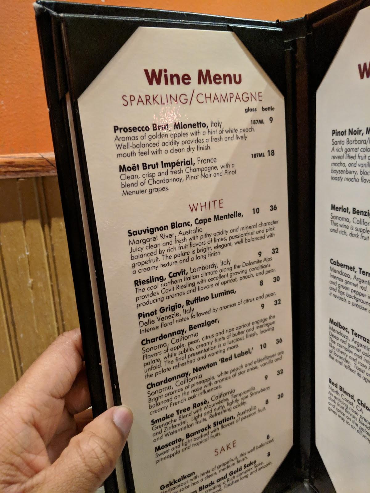 Menu at Chant Restaurant In Hyde Park, Chicago