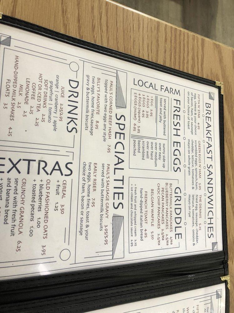 Menu at Paul's Fifth Avenue restaurant, Columbus, W 5th Ave