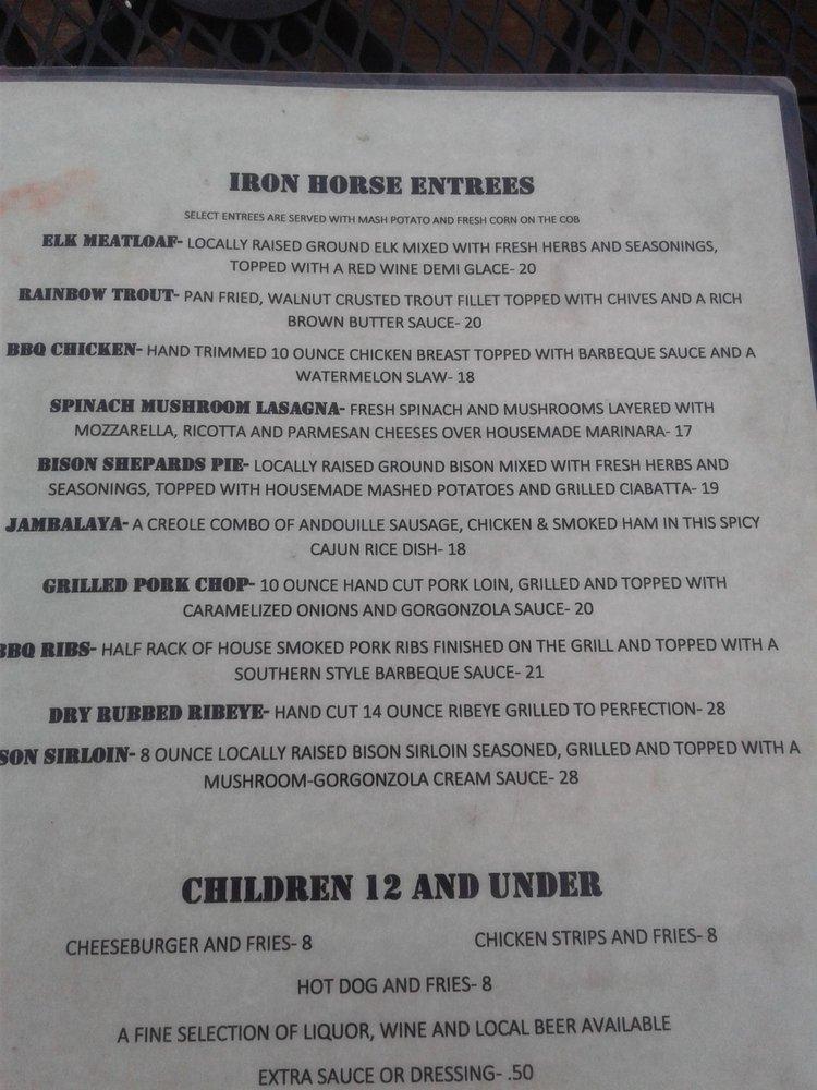 Menu at Iron Horse Bar and Grill, Gardiner