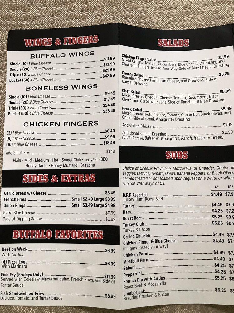 Menu at Buffalo Pizza Project pizzeria, North Tonawanda