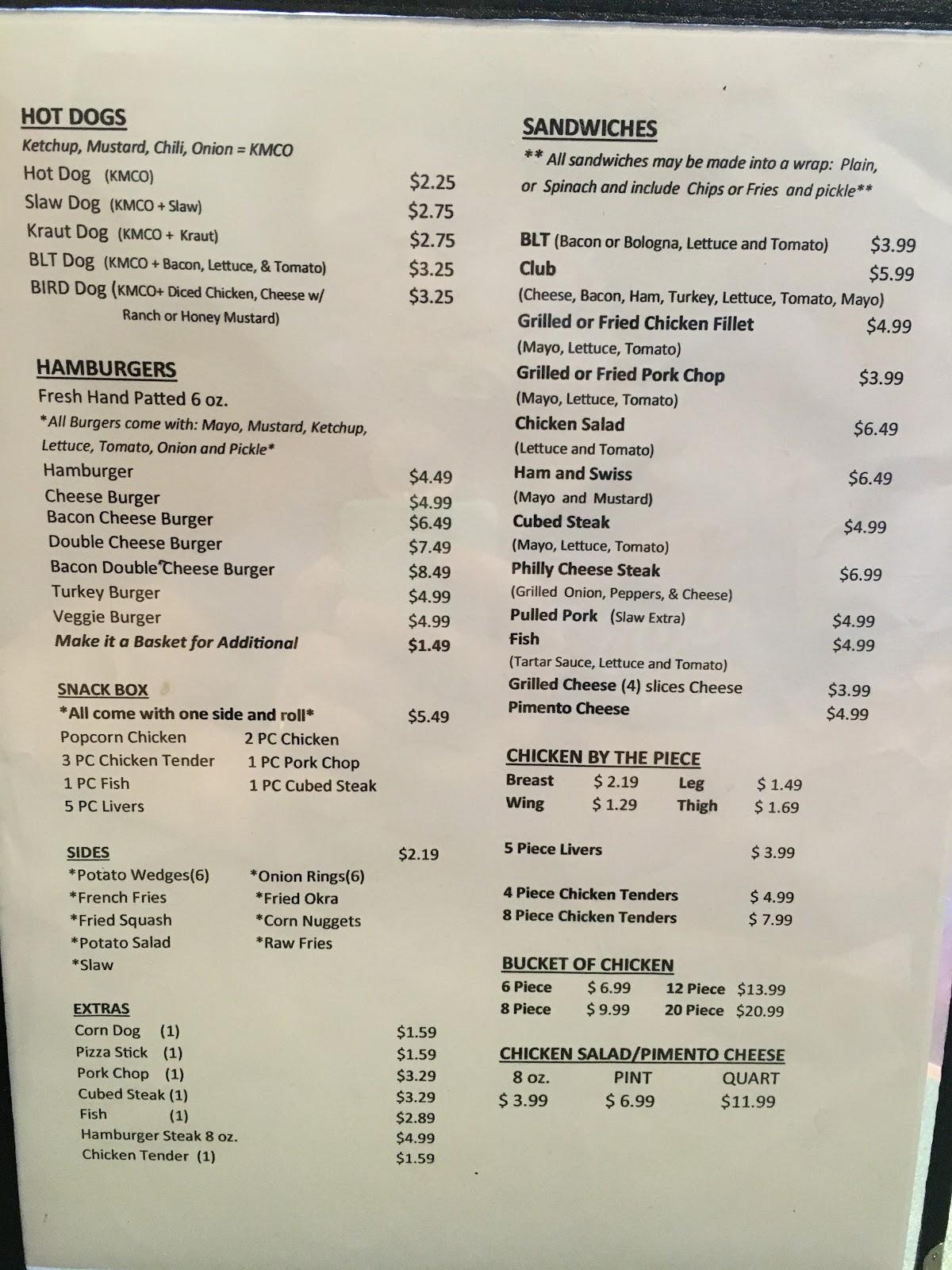 Menu at Gibson's Food Station restaurant, Norway