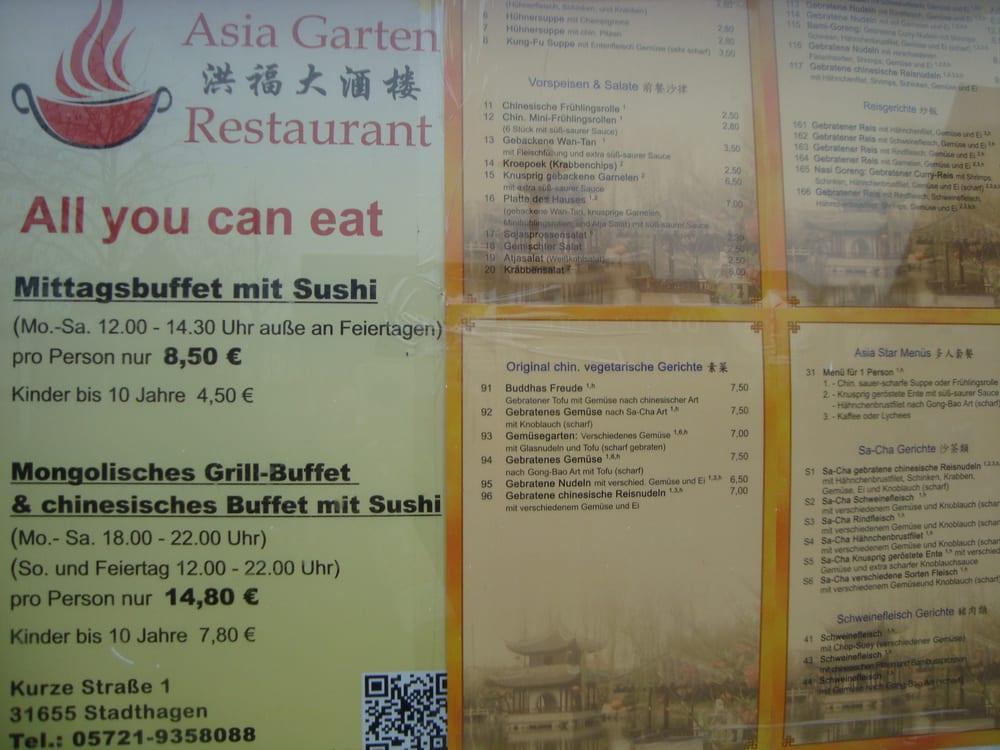 Speisekarte von Asia Garten restaurant, Stadthagen