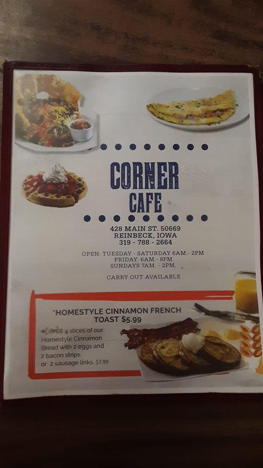 Menu at Corner Cafe, Reinbeck