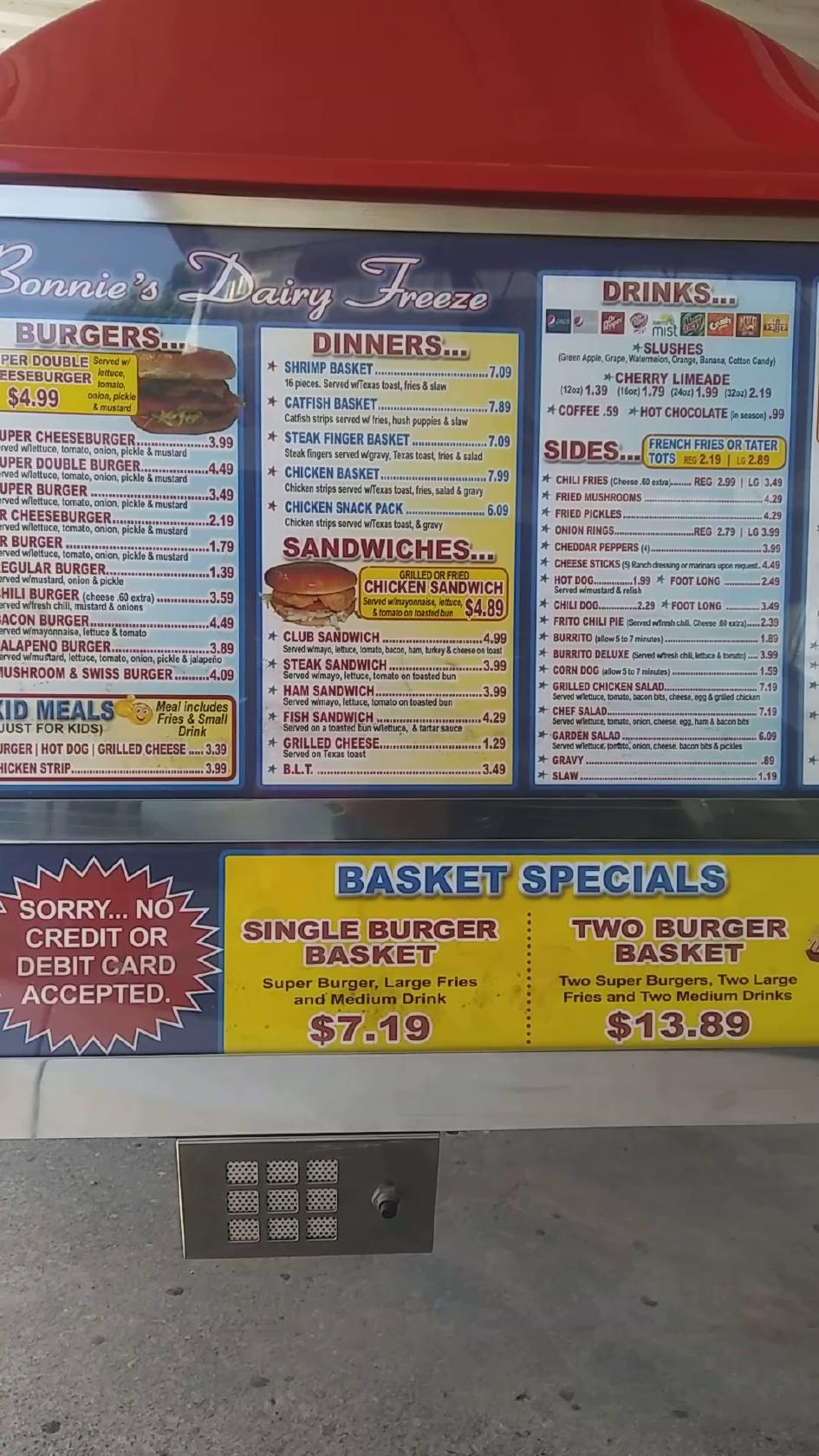 Menu at Dairy Freeze restaurant, Fort Smith, Midland Blvd