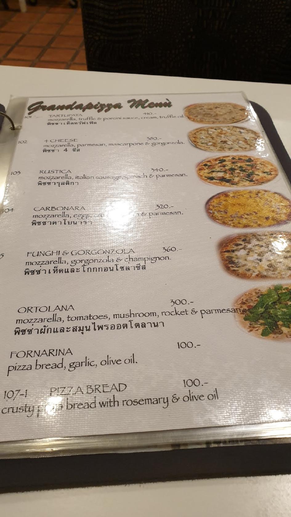 Menu At Granda Pizza Livio Restaurant Bangkok 87 Soi Sukhaphiban 5