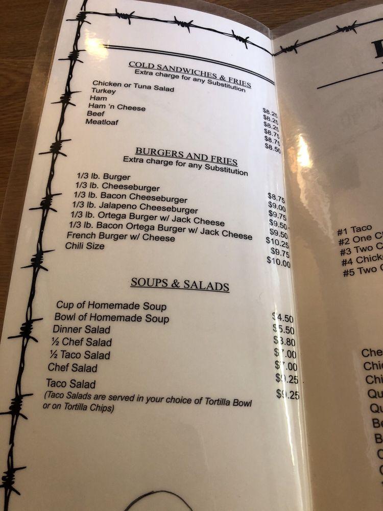 Menu at Jack Ranch Cafe, USA