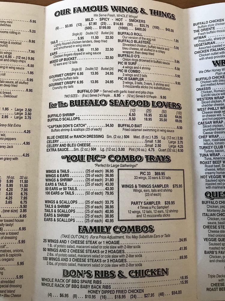 Menu at Donnie Russell's Pic III restaurant, Medford