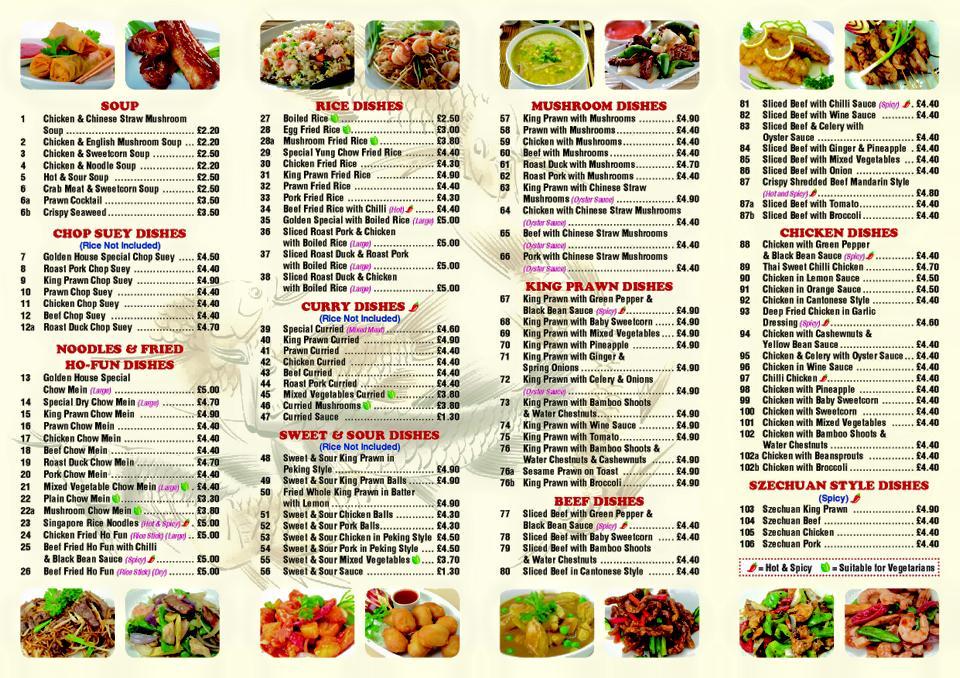 Menu - New Golden House Woking