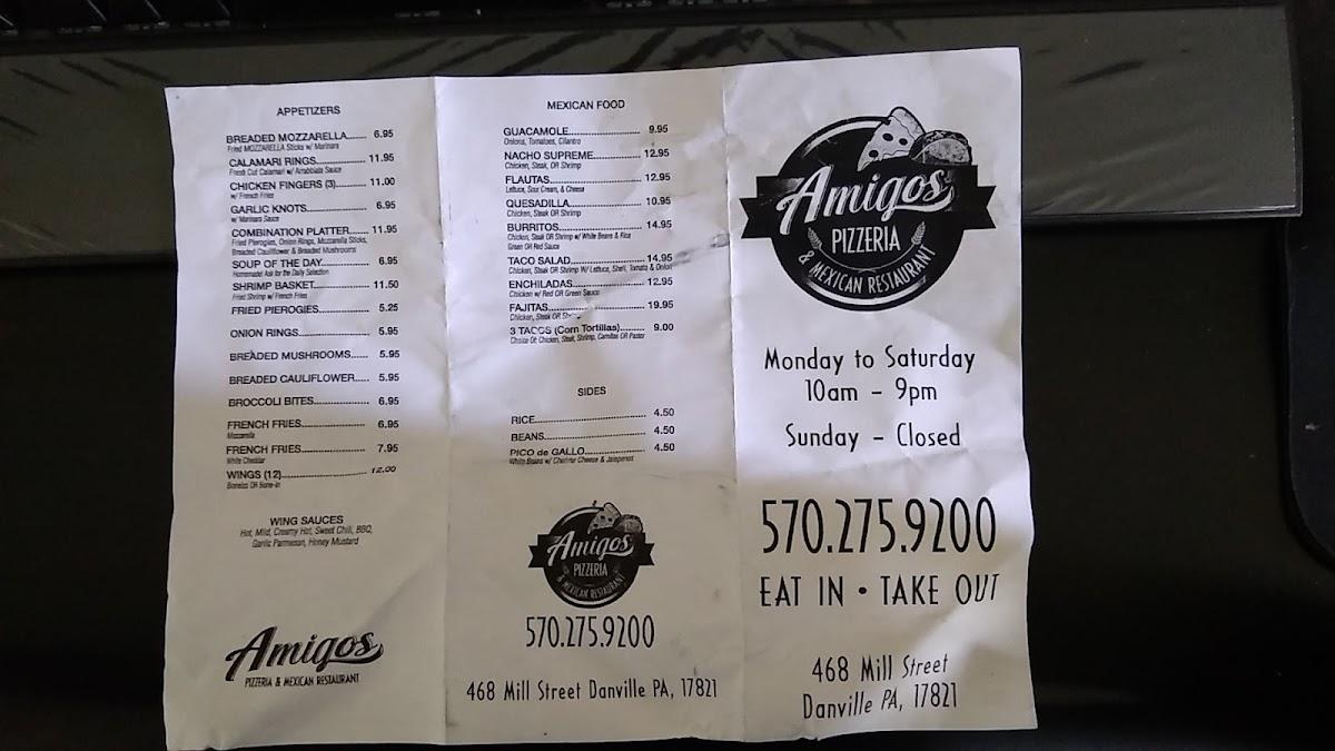 Menu at Amigos Pizzeria and Mexican Restaurant, Danville