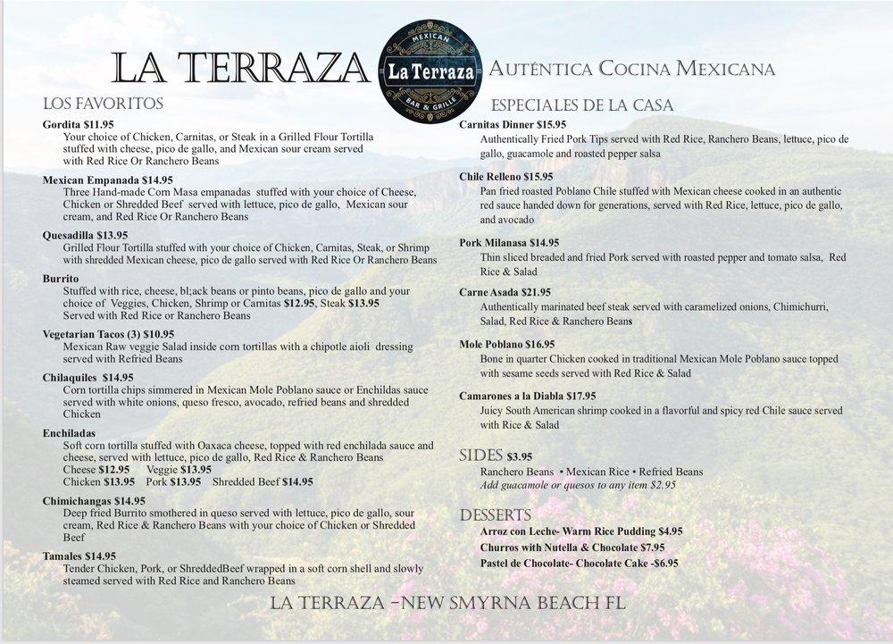 Menu At La Terraza Nsb Restaurant New Smyrna Beach 1428