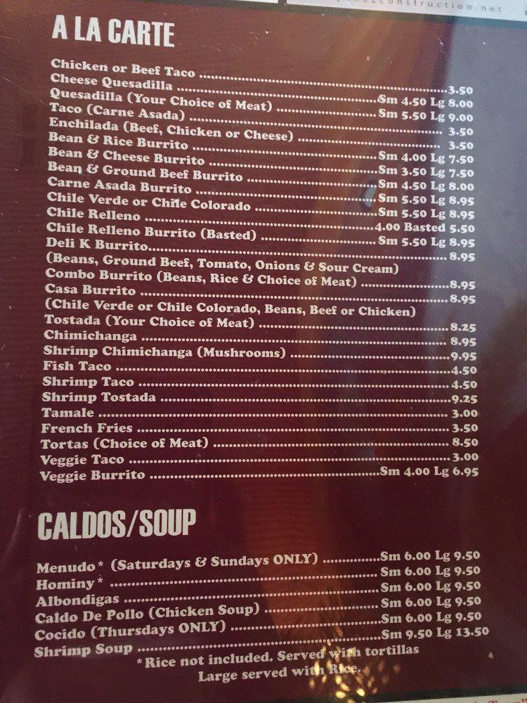 Menu at Deli Casa restaurant, Kingsburg, California St