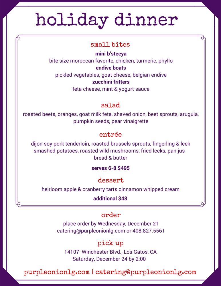 Menu at Purple Onion Café cafe, Los Gatos, Winchester Blvd